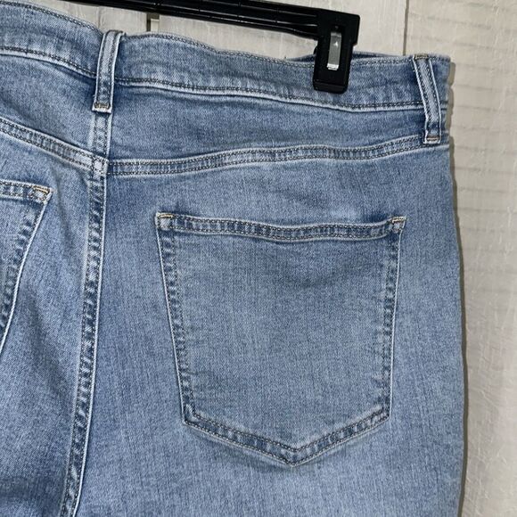 GAP 33/16 Blue Vintage Slim High Rise Light Wash Two Tone Stripe Raw Hem Jeans - Picture 10 of 16